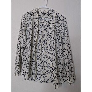 Talbots  Shirt Blue Lp Nantucket Womens Hearts Button Up Long Sleeve Career Work